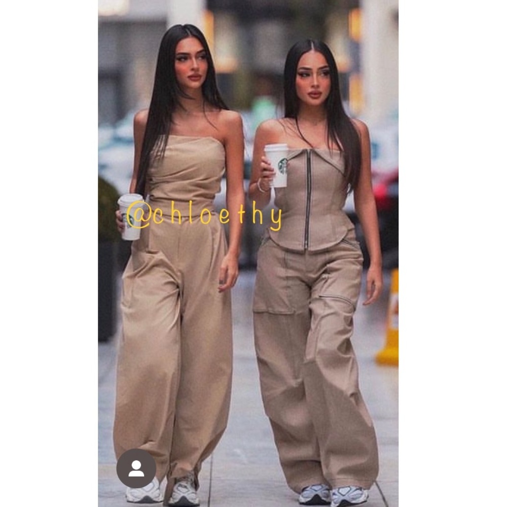 Zara co-ord set TOPSTITCHED ZIPPERED PANTS and BUSTIER - Picture 6 of 16